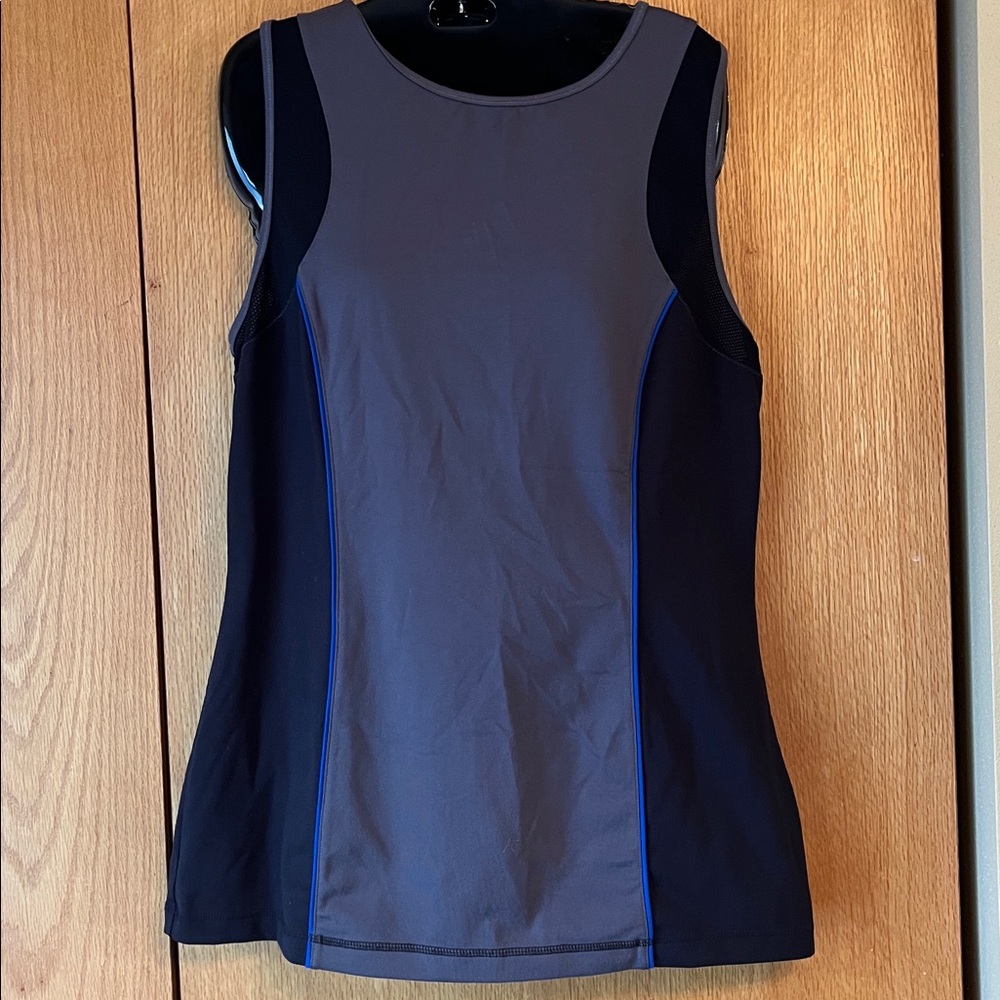 Jockey LARGE gray black color block sleeveless rear zip top blouse tank EUC
